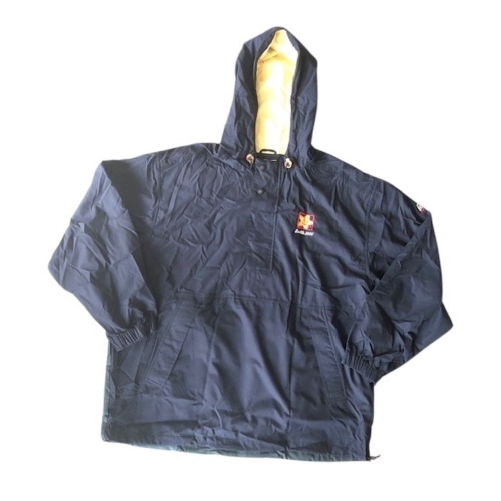 NWT Cutter & Buck Navy Blue And Green Embroidered Pullover Windbreaker Size XL